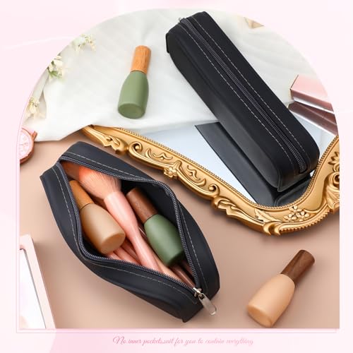 8 Pcs Silicone Pencil Case Pen Zipper Pouch Bags Aesthetic Operation Christmas Holiday Gifts Stationery Travel Toiletry Makeup Coin Organizer Waterproof Christian (Black)