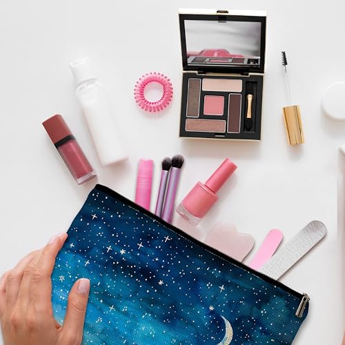 GREOXG Night Starry Sky Makeup Bag, Small Travel Cosmetic Bag with Zipper, Cute Makeup Pouch Gift Ideas for Women Teen Girls Friends Mom Sisters Teacher Birthday Christmas Wedding Graduation-E26