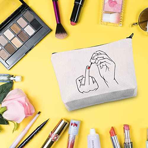 G2TUP Feminist Gift Women Empowerment Gift Strong Woman Cosmetic Bag Female Empowerment Gift Travel Bag with Zipper (Finger White Bag)