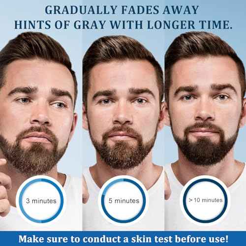 Men¡¯s Beard Dye Black in 10 Mins, Instant Beard Color for Men Gray Mustache & Beard Coverage, 3 in 1 Long Lasting Beard Dye Shampoo, Gifts for Men Dad, Quick & Easy to Use