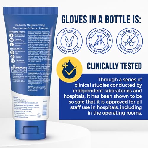 Gloves In A Bottle Psoriasis Eczema Relief Hand Lotion Travel Size - Shielding Lotion for Women, Men, 6 months old or older babies - Cracked Hands Repair Cream - 3.4 oz