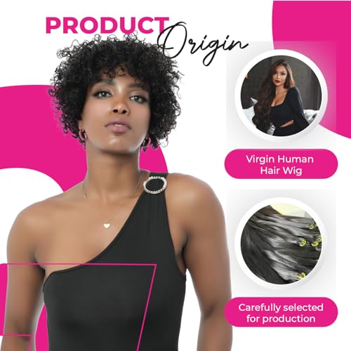 10 inch Curly Pixie Cut Vietnamese Human Hair Wig Pre Plucked, Wear and Go Lace Bob Wig Human Hair 180% Density, Glueless Wig Human Hair with Baby Hair