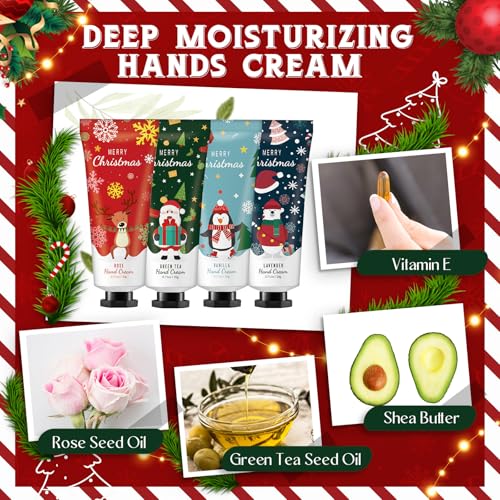 72 Christmas Hand Cream Gift Set Christmas Stocking Stuffers Hand Cream Travel Size Care Cream Bulk Mini Hand Lotion for Dry Cracked Hands Employees Colleagues Teacher Gifts