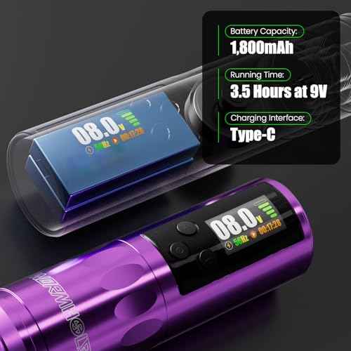 Wormhole Tattoo Gun Kit Xtreme Tattoo Kit Black Tattoo Ink Wireless Tattoo Machine Kit 1,800 mAh Battery Tattoo Power Supply 20 Tattoo Cartridge Needles Multi-function Smart Tattoo Pen