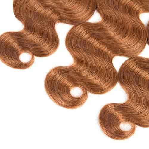 Habiliana Bundles Human Hair 26 28 30 Inch Body Wave 30 Light Brown Human Hair Bundles 11A Unprocessed Brazilian Virgin Quick Weave Hair Extensions for Black Women