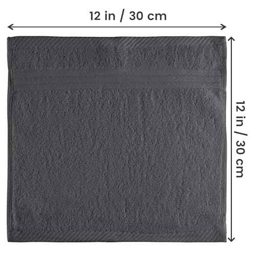 Utopia Towels 12 Pack Premium Wash Cloths Set, 12 by 12 Inches, 100% Cotton Ring Spun, Highly Absorbent and Soft Feel Washcloths for Bathroom, Spa, Gym, and Face, Grey