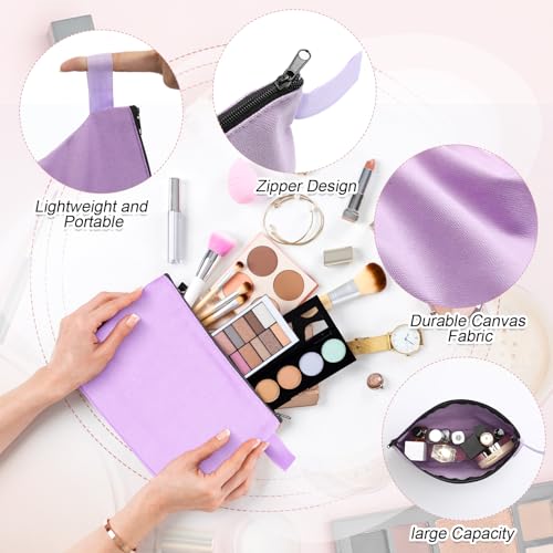 Reginary 60 Pieces Canvas Makeup Bags Bulk Cute Travel Cosmetic Pouch Multipurpose Blank Small Toiletry Bag DIY with Zipper for Women Teens Operation Christmas Gifts Items, 15 Colors(9.8 x 5 x 2 Inch)