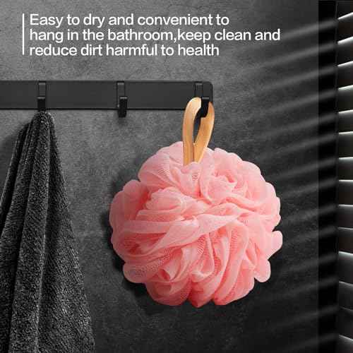 Fishent Loofah Bath Sponge Shower Loofahs, Pack of 4 Pink Soft Loofa Exfoliating Body Scrubber Mesh Shower Puff Pouf Ball Luffa for Women(50g/pcs)