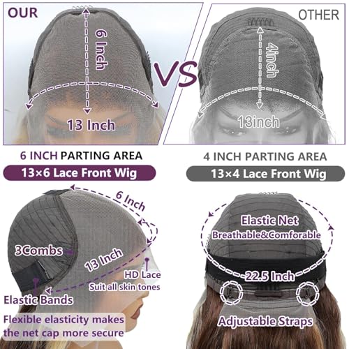 26 Inch 13x6 Body Wave Lace Front Wigs Human Hair 180 Density Pre Plucked HD Transparent Honey Blonde Lace Frontal Glueless Wigs with Baby Hair for Women