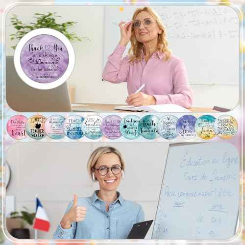 36 Pcs Teacher Appreciation Mirrors Gifts Mini Compact Mirror Bulk Christmas Party Favor Inspirational Thank You Pocket Portable Small Mirror Christmas Operation for Teacher Women