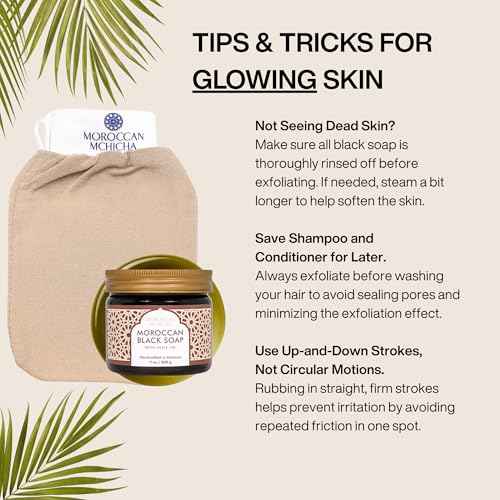 Kessa Exfoliating Glove for Shower, Dead Skin and Self Tan Remover for Body, Kessa Glove for Use with Moroccan Black Soap