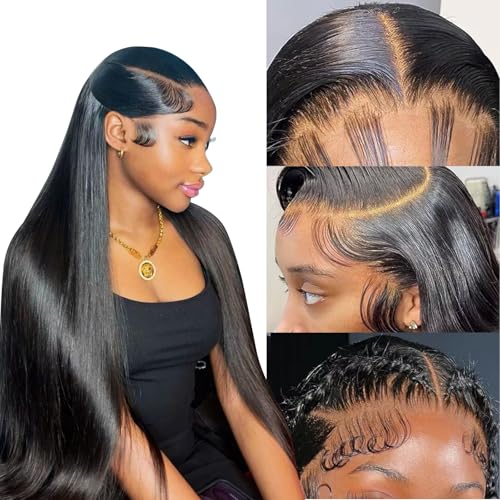 Straight Lace Front Wigs Human Hair 220% Density 15A Grade Real Full Lace Wigs 13x4 Hd Lace Front Wigs Human Hair 22 Inch Straight Wigs Human Hair Pre Plucked With Baby Hair Natural Hairline