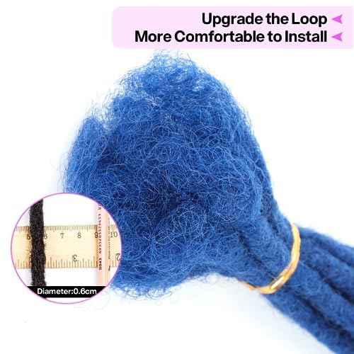 6-18 Inch Dreadlock Extensions Human Hair Fully Handmade Human Hair Dreadlock Extensions for Man/Women Locs Extensions Human Hair Can Be Dyed Bleached Curled… (0.6CM Width-blue, 12Inch-30Strands)