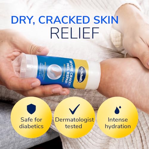 Dr. Scholl's Severe Cracked Heel Repair Restoring Balm 2.5oz, with 25% Urea for Dry, Cracked Feet, Heals and Moisturizes for Healthy Feet
