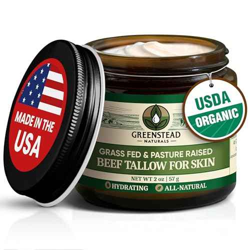 Organic Beef Tallow for Skin ? USDA-certified Whipped Tallow Balm for Skin Face and Body with Jojoba Oil and Cocoa Butter ? Unscented and Herb-Infused ? 2 oz.