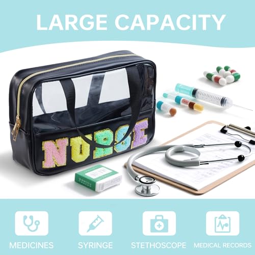 Nurse Bag Nursing School Essentials Medical Assistant Bag Nurse Bags Accessories for Work Chenille Letter Pouch Gifts for Women Clinical Bags for Nursing Students (STB-HS-NURSE, STB-HS-NURSE)