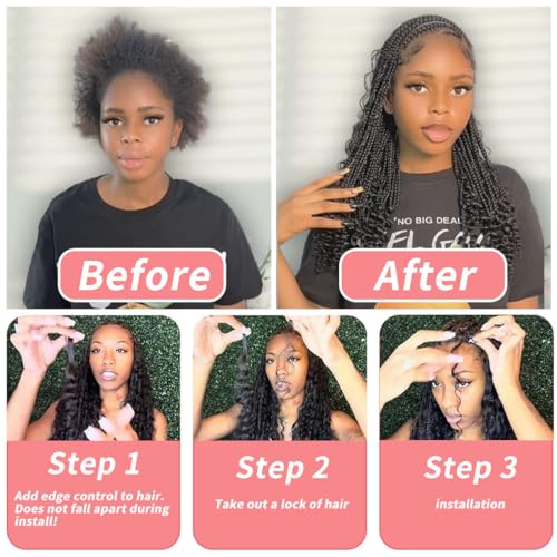 Human Braiding Hair for Boho Braids 12A Deep Water Wave Bulk Human Hair for Braiding No Weft Wet and Wavy Curly Human Hair Extensions (1B-Natural Black-Deep, 110g-28 Inch)