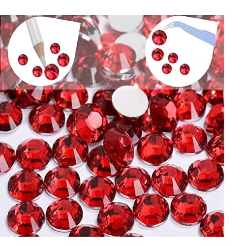 8000 Pieces Red & Black Non Hotfix Flat Back Gems Round Resin Rhinestones Kit 4 Mixed Sizes£¨2-5mm£© with Picking Pen and Tweezer for Nails Crafts Makeup Eyes DIY Christmas Gift Clothes Phone Bottles