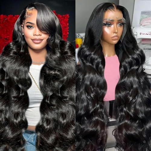 30 Inch Body Wave Lace Front Wigs Human Hair 180% Density Frontal Wigs Human Hair Wigs for Black Women 13x4 HD Lace Front Wigs Human Hair Pre Plucked with Baby