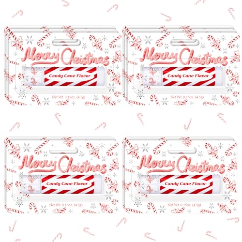 100 Pack Christmas Candy Cane Peppermint Lip Balms Bulk Peppermint Flavor Scented Lip Balms Favors Christmas Party Gifts Stocking Stuffers for Women Men Staffs Employee Coworkers Homeless