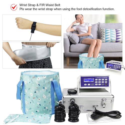 Ionic Foot Bath Detox Machine, Foot Spa Mchine for Home Use, Ionic Detox Foot Bath System, Include Collapsible Basin, Far Infrared Belt, Wrist Strap, Perfect for Seniors