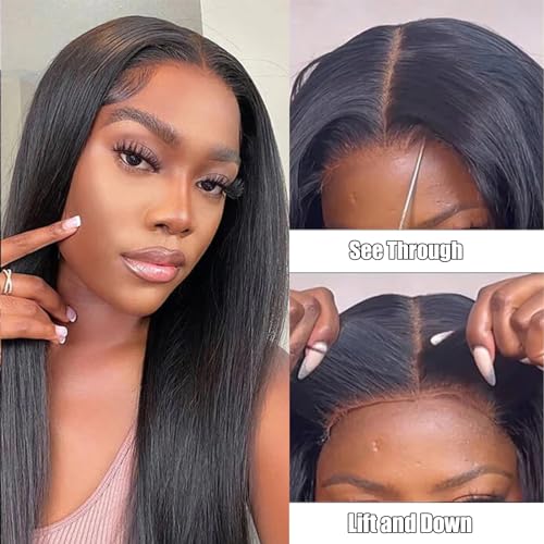 5x5 Hd Lace Closure Wigs Human Hair 26 Inch Glueless Wigs Human Hair Pre Plucked Pre Cut Density 200 Wigs Human Hair Glueless Wear and Go