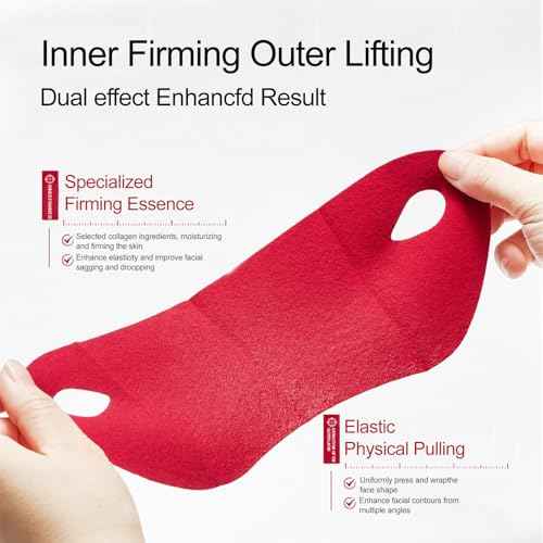 V-Line Lifting Collagen Mask for Double Chin Reduction | Chin Strap & Neck Firming Mask | Hyaluronic Acid, Aloe Vera, Cica for Firming and Sculpting | 5 Pcs (Unisex)