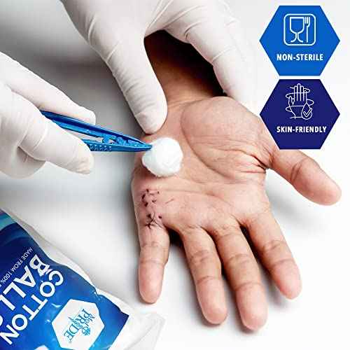 MED PRIDE Medical Cotton Balls, 100% Pure Cotton, Ultra Soft, 300 Count, for Ears, Face, Makeup Removal, Nail Polish, Lotions, Absorbent Multipurpose Use