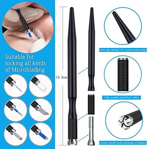 Microblading Pens 5 Piece Light Manual Tattoo Eyebrow Pens For Permanent Makeup Supplies Durable Aluminum Pen With Lock-Pin Tech Tattoo Microblading Pen(Style-1)