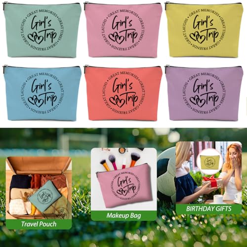 6 Pcs Girls Trip Gifts Favors, Girls Weekend Gifts Makeup Bag, Bestie Gifts Weekend Bag Travel Gifts Vacation Cosmetic Bag, Friendship Gifts for Women Friend, Graduation Wedding Gifts Toiletry Bag