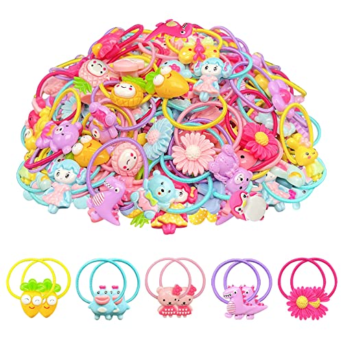 AMMY Hair Tie, 100 Pcs Hair Bands for Girls, Toddler Hair Ties, Colorful Hair Accessories, Ponytail Holders for Kids, Infant Girls, Children