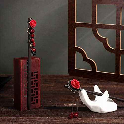 WILLBOND 2 Pieces Chinese Wooden Hair Sticks Retro Wooden Hairpins Japanese Classic Hair Chopsticks Handmade Flower Accessories for Women(Classic Style)