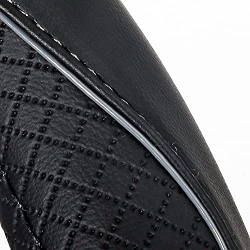 Gomass Car Steering Wheel Cover, Anti-Slip, Safety, Soft, Breathable, Heavy Duty, Thick, Full Surround, Sports Style (Black with Gray Line)