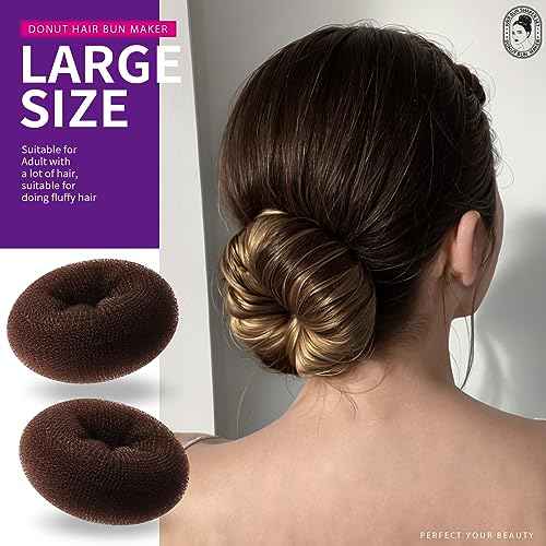 Teenitor Donut Hair Bun Maker Set - 7 Rings (1 Extra-Large, 2 Large, 2 Medium, 2 Small), 5 Elastic Bands, 20 Hair Pins, Dark Brown