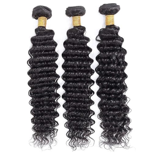 Human Hair Bundles Deep Color #1B Natural Black 3 Bundles 26 28 30 Inch Wet and Wavy Unprocessed Native Virgin Raw Trippy Hair Extensions Quick Weave Double Weft for Black Woman