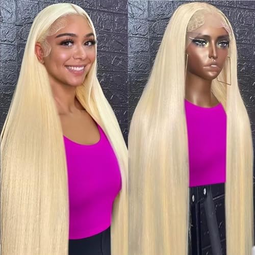 30 Inch 613 Lace Front Wig Human Hair 200% Density Blonde Wig Human Hair 613 Straight 13x4 HD Transparent Lace Front Wigs Human Hair Pre Plucked Glueless human hair wig for Women