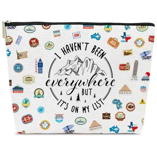 Camping Gifts for Women, Camping Essentials Makeup Bag, Hiking Gifts for Women, I Haven't Been Everywhere But It's on My List Cosmetic Bag