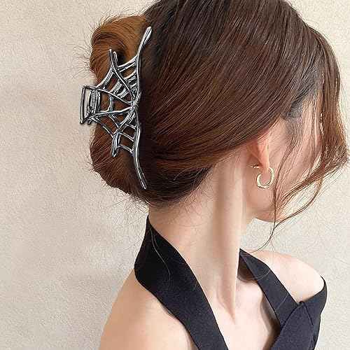BELSITA Halloween Hair Clip, Metal Black Spider Web Non-Slip Hair Claw Clip, 1Pcs, for Women Girls, Fashion Exquisite Design, Big Hair Clips for Halloween Hair Accessories Supplies