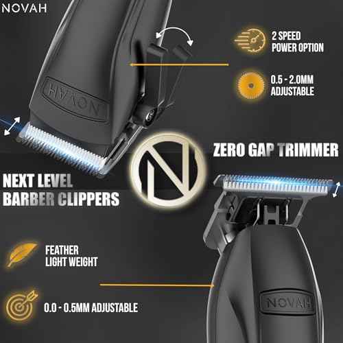 Novah¢ç Professional Hair Clippers for Men, Professional Barber Clippers and Trimmer Set, Mens Cordless Hair Clipper for Barbers Haircut Kit Fade