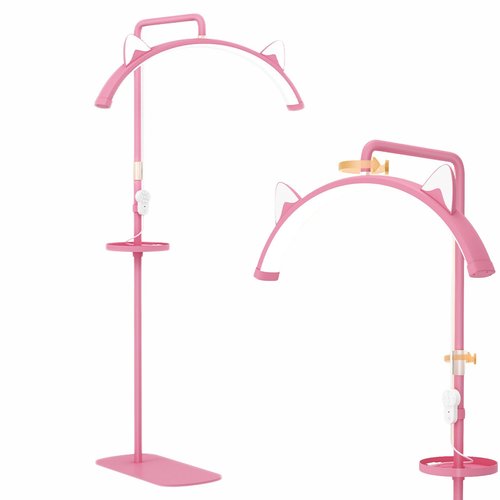 Lash Lamp for Eyelash Tech, Dimmable 3 Color Half Moon Lamp with Adjustable Height, Esthetician Light with Phone Stand for Eyelash Extensions Skincare Tattoo Spa Nail