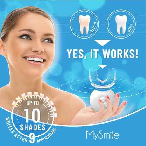 MySmile Teeth Whitening Kit with LED Light, 10 Min Non-Sensitive Fast Teeth Whitener with 3 Carbamide Peroxide Whitening Gel, Helps to Remove Stains from Coffee, Smoking, Wines, Soda, Food