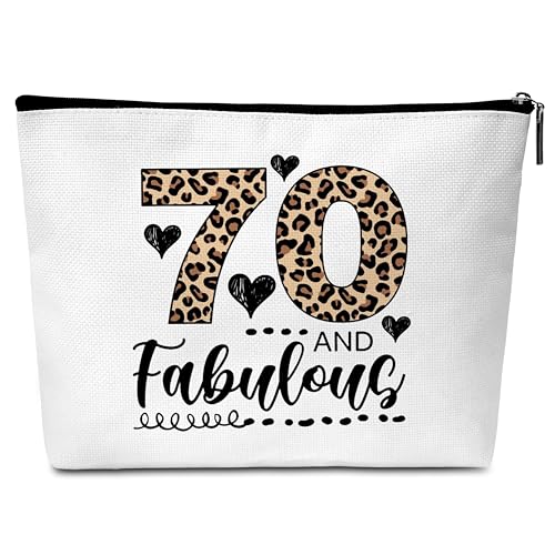 GREOXG Funny 70 Year Old Makeup Bag, leopard print 70th Birthday Gifts for Woman, Happy Birthday Gifts for Mom Besties Sister Aunt Grandma-C21