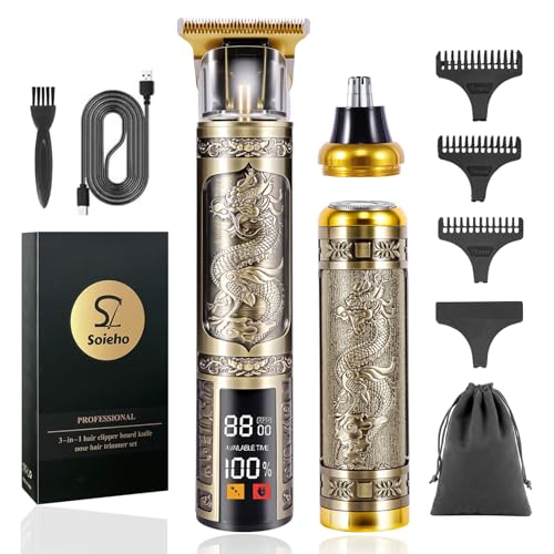 Professional Hair Clippers for Men,T-bar Trimmer and Cordless Electric Shaver, Nose Hair Trimmer, Men's Hair Clipper and Shaver Set, Rechargeable Home Hair Cutting Tools