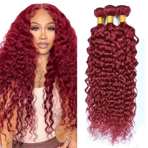 Burgundy Bundles Human Hair 99J Water Wave Bundle 18 20 22 inch Vinmdonm 8A Brazilian Unprocessed Hair 3 Bundles Red Bundle