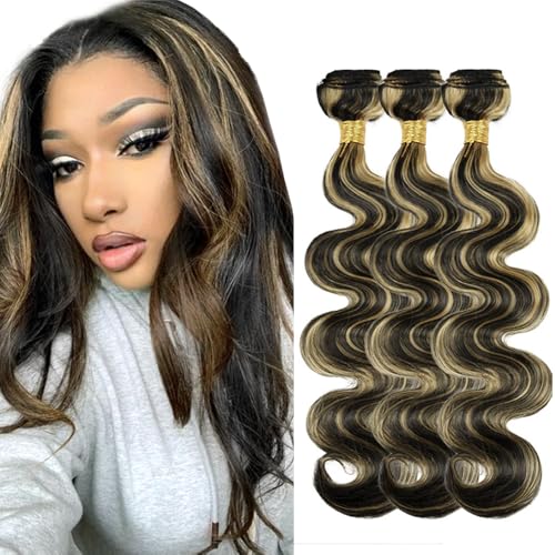 P1B27 Highlight Bundles Human Hair Honey Blonde Body Wave 3 Bundles 18 20 22 inch Brazilian Unprocessed 8A Virgin Remy Hair Extensions