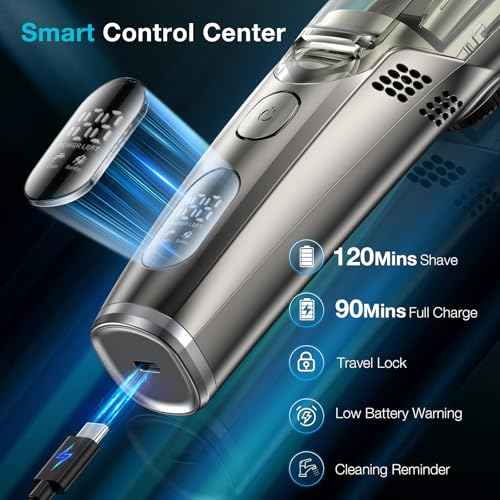 VivaEase Vacuum Beard Trimmer for Men - 90min Cordless IPX6 Waterproof/Smart Hair Collector, 2 Combs 20mm Adjustable Combs & SkinSafe Precision Blades