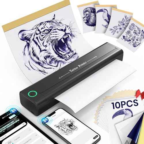 2025 New Wireless Tattoo Stencil Printer with 10 pcs of Transfer Paper,Tattoo Printer Machine for Tattoo Artists& Beginners,Compatible with Phone&PC