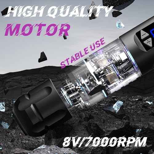 Professional Tattoo Gun Set Wireless Tattoo Machine Pen Set 1500mAh Battery Disposable Tattoo Needles 10 Purple Suitable for Beginners and Artists Portable LED Digital Display (BLACK)