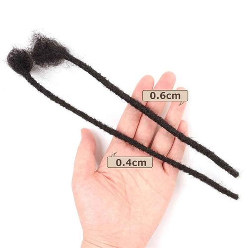 Dreadlock Extension Human Hair 8inch 60 Strands 0.4cm Width 100% Permanent Huamn Hair Loc Extension Can Be Dyed Bleached Curled Handmade Loc Extension for Men Women Kids