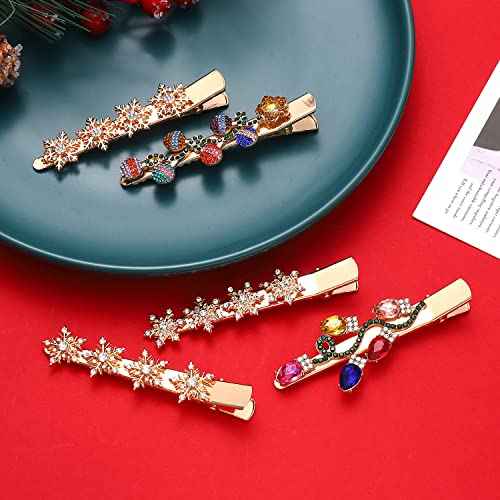 4/5PCS Christmas Hair Clips for Women Rhinestone Snowflake Hairpin Christmas Bulb Light JOY Alligator Hair Clip Set Holiday Holiday Hair Accessories Festive Gift (Style C)